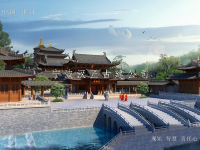 福清寺院重建规划设计方案鸟瞰图—积福禅寺